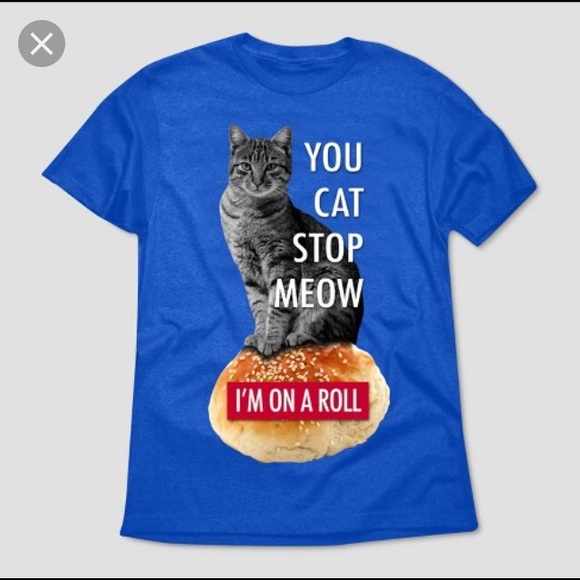 Cat Pun Shirt NWT - XL - blue - grey tabby - Picture 2 of 8